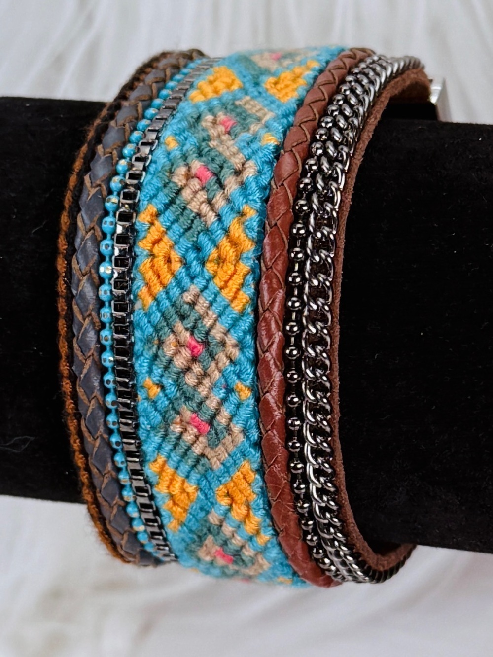 Gorgeous, bohemian festival chic, magnetic closure, wide band bracelet